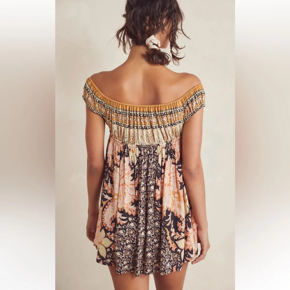 Free People Intimately Bali Mariposa Patterned Colourful Mini Slip Dress Medium - Picture 4 of 16